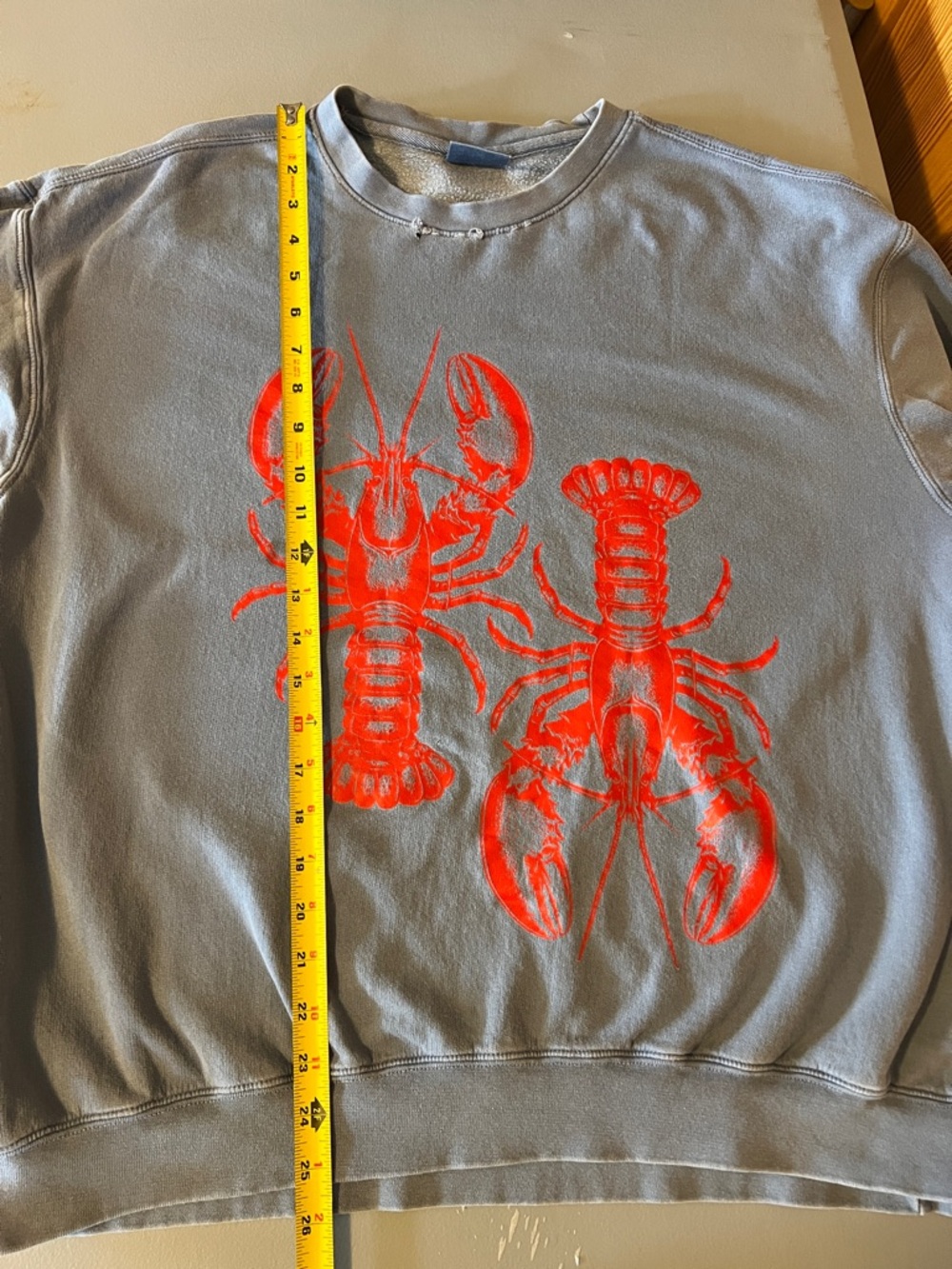 Comfort Colors Distressed Blue Sweatshirt with Red Lobster Print Oversized Fit - Picture 13 of 16